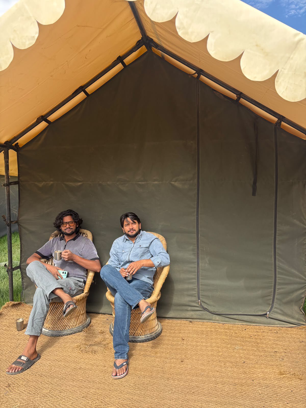 Outdoor camping retreat with team tents
