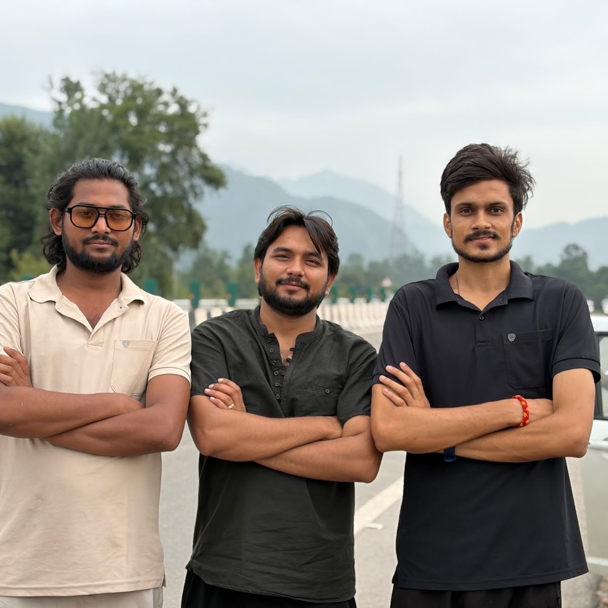 Co-founders of Yuva Homes outdoors